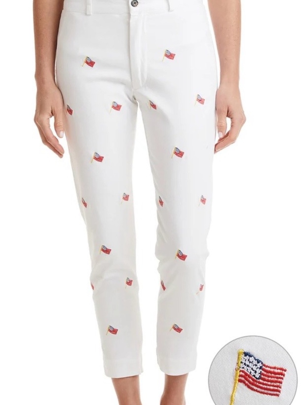 Castaway Nantucket White Stretch Twill Flag Ankle Pant NWT Size 10